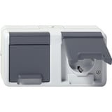 Gira Steckdose zweifach waagerecht Aufputz Schutzkontakt Doppelsteckdose mit Klappdeckel grau, Retail