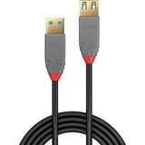 Lindy USB 3.2 Gen 1 Verlängerungskabel Anthra Line, USB-A Stecker > USB-A Buchse schwarz/grau, 2 Meter