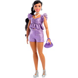 Mattel Barbie Deluxe Style im violetten Metallic Outfit, Puppe 