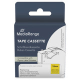 MediaRange Kunststoff-Schriftbandkassette, 12mm, 4m, laminiert, schwarz auf gelb kompatibel zu Dymo 91222/S0721670