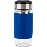 Emsa TEA MUG Thermo-Teebecher 0,4 Liter blau/transparent, Glas, Drehverschluss