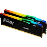 Kingston FURY DIMM 64 GB DDR5-6400 (2x 32 GB) Dual-Kit, Arbeitsspeicher schwarz, KF564C32BBAK2-64, FURY Beast RGB, INTEL XMP
