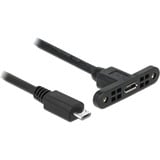 DeLOCK USB 2.0 Kabel, Micro-USB Stecker > Micro-USB Buchse zum Einbau schwarz, 25cm