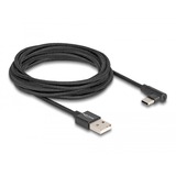 DeLOCK USB 2.0 Kabel, USB-A Stecker > USB-C Stecker schwarz, 3 Meter, gesleevt, 90° abgewinkelt
