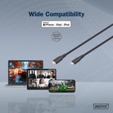 Digitus USB 2.0 Silikon-Kabel USB-C > Lightning, MFI zertifiziert schwarz, 2 Meter, PD 2.0, Laden mit bis zu 60 Watt