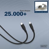 Digitus USB 2.0 Silikon-Kabel USB-C > Lightning, MFI zertifiziert schwarz, 2 Meter, PD 2.0, Laden mit bis zu 60 Watt