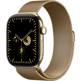 Apple Watch Series 12, Smartwatch Titan Gold, 46 mm, Milanaise Armband Brillantgold, M/L, Cellular