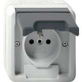 Gira Steckdose mit Erdungsstift Klappdeckel und erhöhtem Berührungsschutz grau, Retail