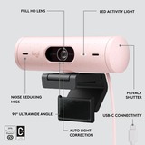 Logitech Brio 500, Webcam rosa/schwarz, Rose