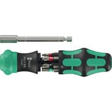 Wera Kraftform Kompakt 28 RA 1, Bit-Satz schwarz/grün, 6-teilig, 1/4", mit Ratschenfunktion und Edelstahl-Bithalter