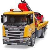 bruder 03552 Scania Super 560R Abschlepp-LKW mit Light & Sound Modul und Roadster, Modellfahrzeug 