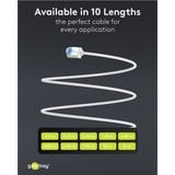 goobay Ultraflexibles Cat.6a Patchkabel slim, U/UTP weiß, 15 Meter, extrakurze Stecker