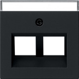 Gira Abdeckung mit 30 Grad Schrägauslass und Beschriftungsfeld für Tragring Modular Jack 2fach matt lackiert, Zentralplatte schwarz, Retail