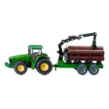 SIKU FARMER Traktor mit Forstanhänger, Modellfahrzeug