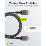 goobay Plus DisplayPort 2.0/2.1 Kabel, 16K @ 60Hz, 80 Gbit/s grau, 3 Meter