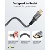 goobay Plus DisplayPort 2.0/2.1 Kabel, 16K @ 60Hz, 80 Gbit/s grau, 3 Meter