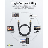 goobay Plus DisplayPort 2.0/2.1 Kabel, 16K @ 60Hz, 80 Gbit/s grau, 3 Meter