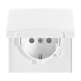 Busch-Jaeger Schutzkontakt-Steckdoseneinsatz Schuko IP44 mit erhöhtem Berührungsschutz, Unterputz weiß (glänzend), Retail