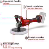 EINHELL Power X-Change Akku-Poliermaschine CE-CP 18/180 Li E-Solo rot/schwarz, ohne Akku und Ladegerät