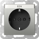 Gira Schutzkontaktsteckdose Typ F 16 Ampere 250 Volt mit Beschriftungsfeld Edelstahl edelstahl, Retail