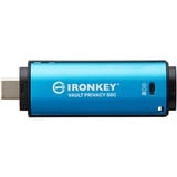 Kingston IronKey Vault Privacy 50 8 GB, USB-Stick hellblau/schwarz, USB-C 3.2 Gen 1