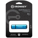 Kingston IronKey Vault Privacy 50 8 GB, USB-Stick hellblau/schwarz, USB-C 3.2 Gen 1