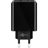 goobay Dual-USB Schnellladegerät USB/QC3.0 28W schwarz