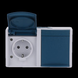 Busch-Jaeger Steckdose CEE 7/3 Typ F, 2-fach, mit erhöhtem Berührungsschutz, Aufputz, 16 Ampere, 250 Volt blau, Retail