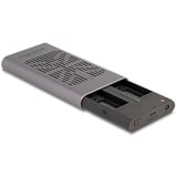 DeLOCK Externes USB 20 Gbps Gehäuse für 2 x M.2 NVMe PCIe SSD, Laufwerksgehäuse grau, Bootfähig, Plug & Play
