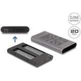 DeLOCK Externes USB 20 Gbps Gehäuse für 2 x M.2 NVMe PCIe SSD, Laufwerksgehäuse grau, Bootfähig, Plug & Play