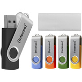 Intenso Office Line Multipack 16 GB, USB-Stick 5 USB-A 3.2 USB-Sticks in Gelb, Grün, Schwarz, Blau + Orange