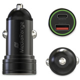 MediaRange 30W Kfz-Ladeadapter, USB-A, USB-C, Ladegerät schwarz, Power Delivery 3.0