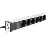 Digitus 19" Steckdosenleiste mit Aluminiumprofil, 8-fach, 1HE schwarz/aluminium, 2 Meter Kabel, Stecker IEC C20