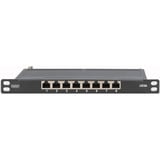 Digitus CAT 6A, Klasse EA Slim Patch Panel, 8 Port, Patchpanel schwarz, 0,5 HE, geschirmt