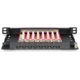 Digitus CAT 6A, Klasse EA Slim Patch Panel, 8 Port, Patchpanel schwarz, 0,5 HE, geschirmt