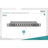 Digitus CAT 6A, Klasse EA Slim Patch Panel, 8 Port, Patchpanel schwarz, 0,5 HE, geschirmt