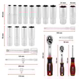 EINHELL E-Case Werkzeugkoffer Werkstatt, 92-teilig, Werkzeug-Set schwarz/rot