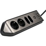 Brennenstuhl estilo Eck-Steckdosenleiste 4-fach schwarz/edelstahl, 2x USB