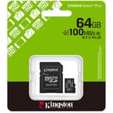 Kingston Canvas Select Plus 64 GB MicroSDXC, Speicherkarte schwarz, UHS-I U1, Class 10, V10