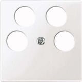 Merten Zentralplatte für Antennendose vier Loch glänzend aus Thermoplast, Unterputzmontage weiß (glänzend), Retail