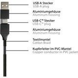 PYTHON 6-in-1 Ladekabel USB-C/USB-A > USB-C + Micro-USB + Lightning schwarz, 1,2 Meter