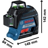 Bosch Linienlaser GLL 3-80 G Professional, Kreuzlinienlaser blau/schwarz, Koffer, grüne Laserlinien