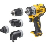 DEWALT Akku-Bohrschrauber DCD703NT, 12Volt gelb/schwarz, ohne Akku und Ladegerät, in TSTAK Box, 4 Wechselköpfe