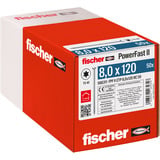 fischer Spanplattenschraube PowerFast II 8,0x120 Senkkopf TX 50 Stück, mit Teilgewinde, verzinkt