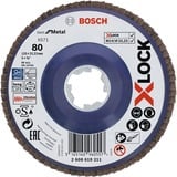 Bosch PRO X571 X-LOCK Fächerschleifscheibe, Ø 125mm, K80 Bohrung 22,23mm, gerade