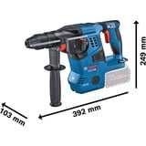 Bosch Professional Akku-Bohrhammer GBH 18V-28 CF Professional, mit GDE 18V-16 blau/schwarz, 2x Akku ProCORE18V 8,0Ah, Bluetooth, in L-BOXX