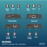 Digitus 4K Video Extender USB-C > HDMI, 200 Meter, HDMI Verlängerung schwarz, Sendeeinheit + Empfängereinheit