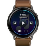 Garmin Venu 4 - 45 mm, Smartwatch schwarz/schiefergrau, Leder-Armband in braun