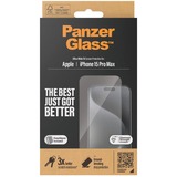 PanzerGlass Displayschutz, Schutzfolie transparent/schwarz, iPhone 15 Pro Max, EasyAligner