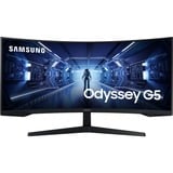 SAMSUNG Odyssey G5 C34G55TWWP, Gaming-Monitor 86 cm(34 Zoll), schwarz, UWQHD, AMD Free-Sync, Curved, 165Hz Panel